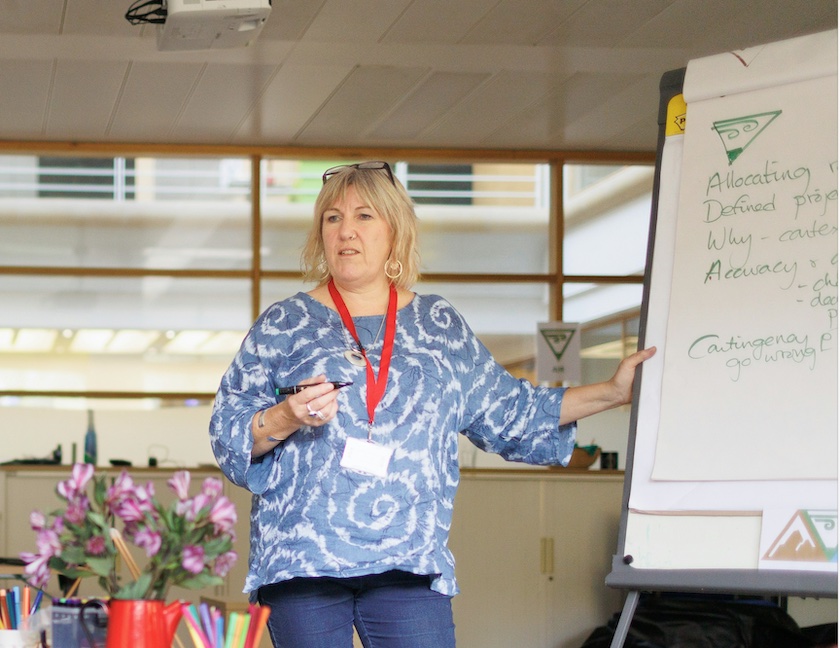 Instructor in front of a classroom